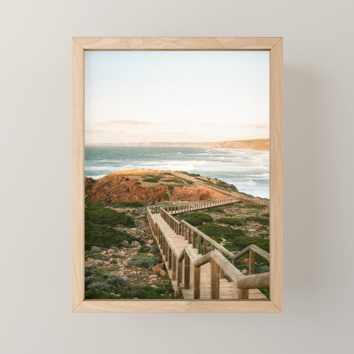 Walkway into the Algarve | Portugal beach travel photography | Praia Bordeira Mini Art Print Gallery Image 1
