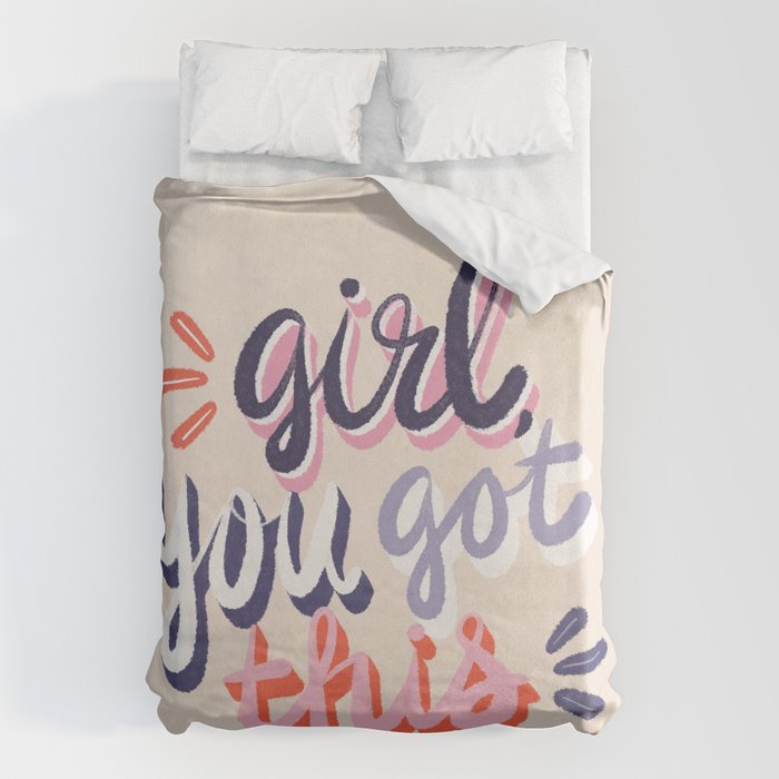 Girl You Got This - Navy & Red Palette Duvet Cover Gallery Image 1