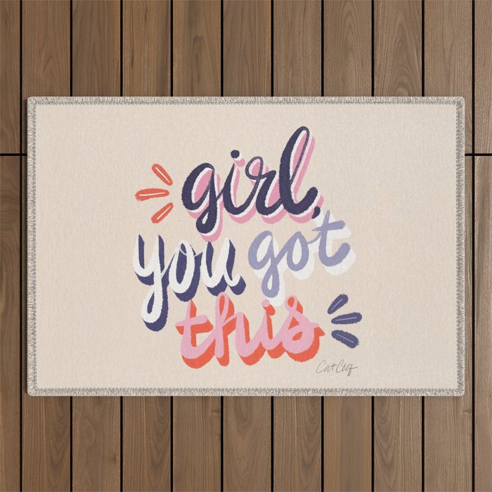 Girl You Got This - Navy & Red Palette Outdoor Rug Gallery Image 1