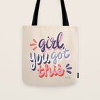Girl You Got This - Navy & Red Palette Tote Bag Gallery Image 1