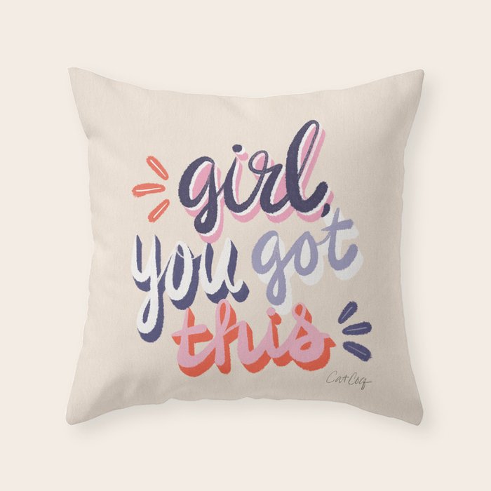 Girl You Got This - Navy & Red Palette Throw Pillow Gallery Image 6