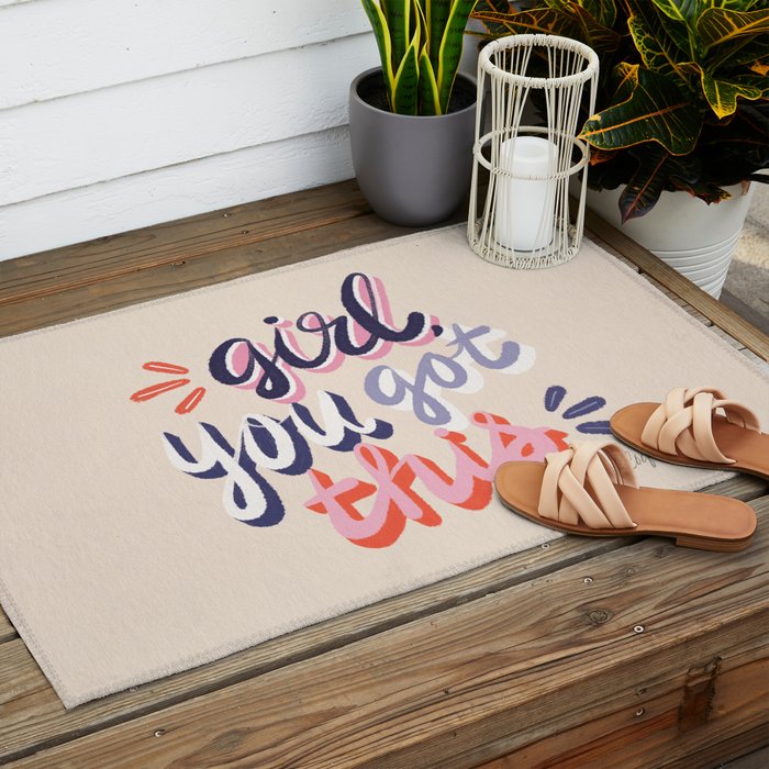 Girl You Got This - Navy & Red Palette Outdoor Rug Gallery Image 2