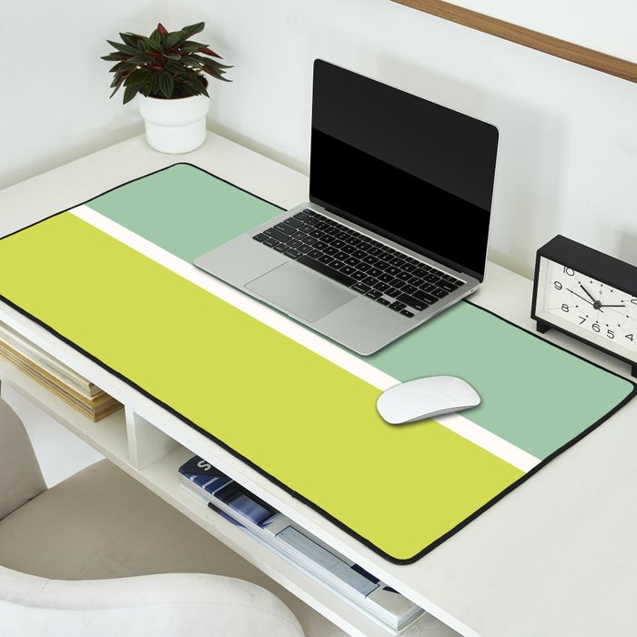 Color Block V Mint Lime Green Desk Mat Gallery Image 2