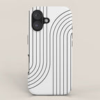 Minimal Line Curvature I Black and White Mid Century Modern Arch Abstract iPhone Case Gallery Image 1