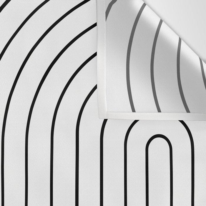 Minimal Line Curvature I Black and White Mid Century Modern Arch Abstract Wall Tapestry Gallery Image 3