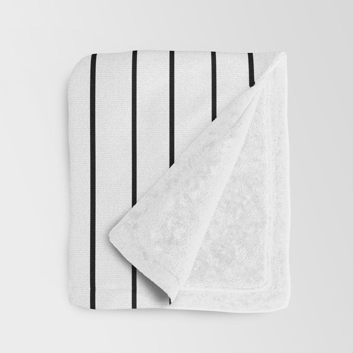 Minimal Line Curvature I Black and White Mid Century Modern Arch Abstract Throw Blanket Gallery Image 3