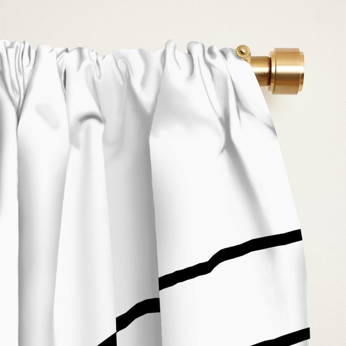 Minimal Line Curvature I Black and White Mid Century Modern Arch Abstract Window Curtain Gallery Image 2