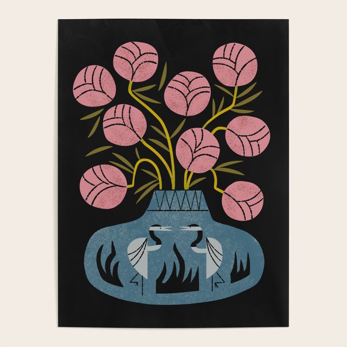 Pink Bouquet And Crane Vase Poster Gallery Image 4