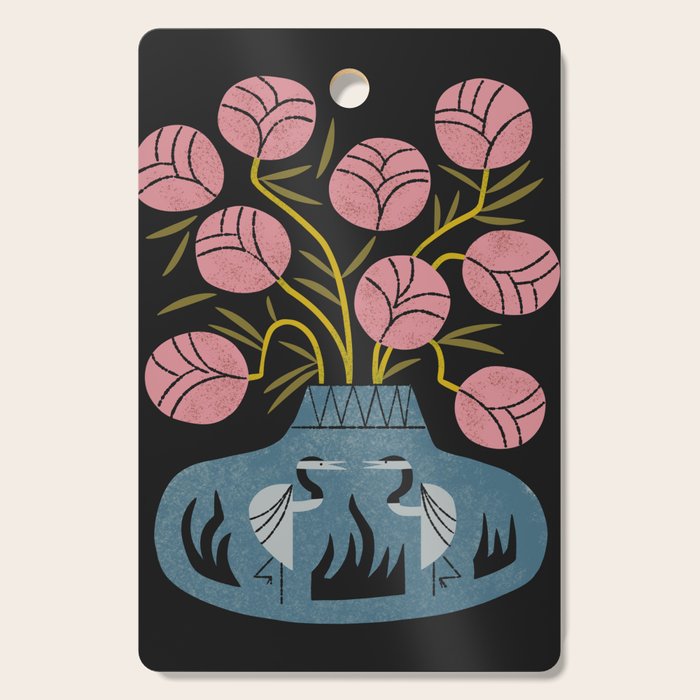 Pink Bouquet And Crane Vase Cutting Board Gallery Image 1