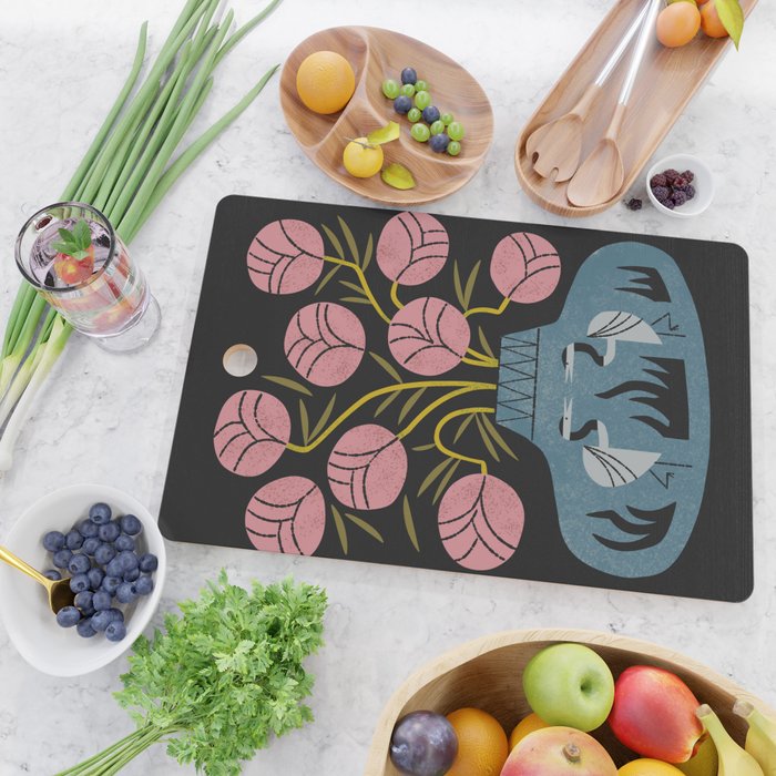 Pink Bouquet And Crane Vase Cutting Board Gallery Image 2