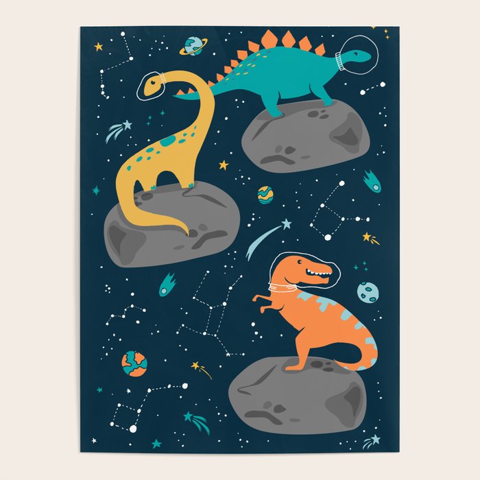 Dinosaurs Floating on an Asteroid Poster Gallery Image 4