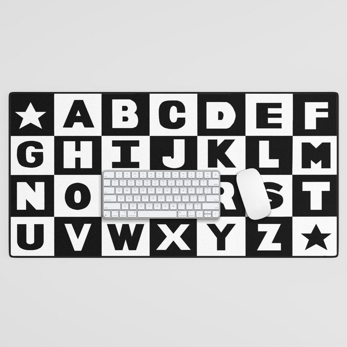 Alphabet Black and White Desk Mat Gallery Image 1