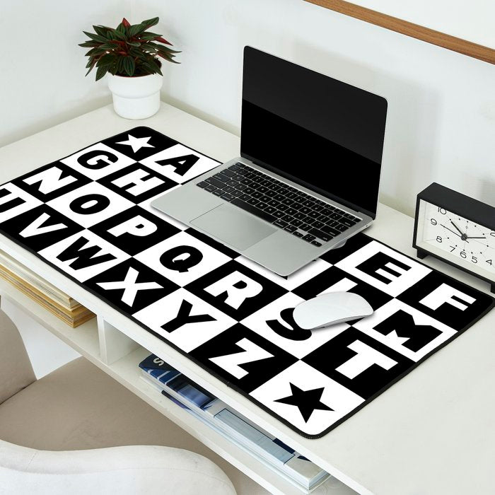 Alphabet Black and White Desk Mat Gallery Image 2