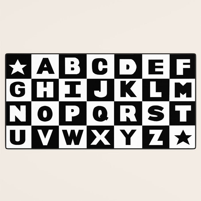 Alphabet Black and White Desk Mat Gallery Image 3