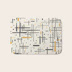 Mid-Century Modern Kinetikos Pattern in Charcoal Gray, Muted Mustard Gold, and Cream Bath Mat Gallery Image 1