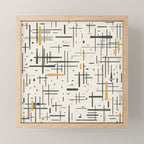 Mid-Century Modern Kinetikos Pattern in Charcoal Gray, Muted Mustard Gold, and Cream Mini Art Print Gallery Image 1