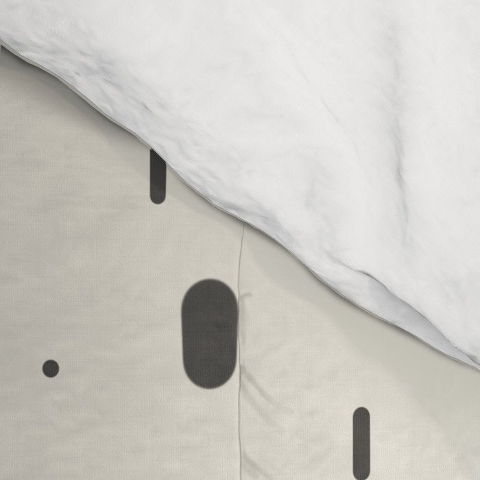 Mid-Century Modern Kinetikos Pattern in Charcoal Gray, Muted Mustard Gold, and Cream Comforter Gallery Image 4