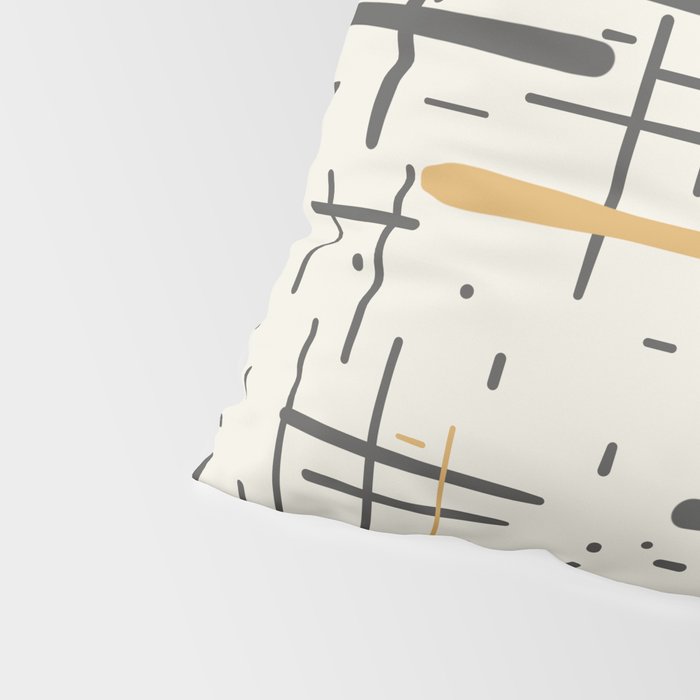 Mid-Century Modern Kinetikos Pattern in Charcoal Gray, Muted Mustard Gold, and Cream Pillow Sham Gallery Image 4