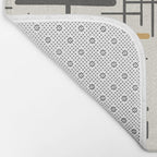Mid-Century Modern Kinetikos Pattern in Charcoal Gray, Muted Mustard Gold, and Cream Bath Mat Gallery Image 2