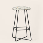 Mid-Century Modern Kinetikos Pattern in Charcoal Gray, Muted Mustard Gold, and Cream Stool Gallery Image 1
