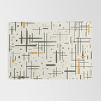 Mid-Century Modern Kinetikos Pattern in Charcoal Gray, Muted Mustard Gold, and Cream Rug Gallery Image 2