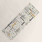 Mid-Century Modern Kinetikos Pattern in Charcoal Gray, Muted Mustard Gold, and Cream Yoga Mat Gallery Image 1