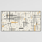 Mid-Century Modern Kinetikos Pattern in Charcoal Gray, Muted Mustard Gold, and Cream Desk Mat Gallery Image 3