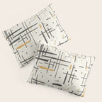 Mid-Century Modern Kinetikos Pattern in Charcoal Gray, Muted Mustard Gold, and Cream Pillow Sham Gallery Image 3