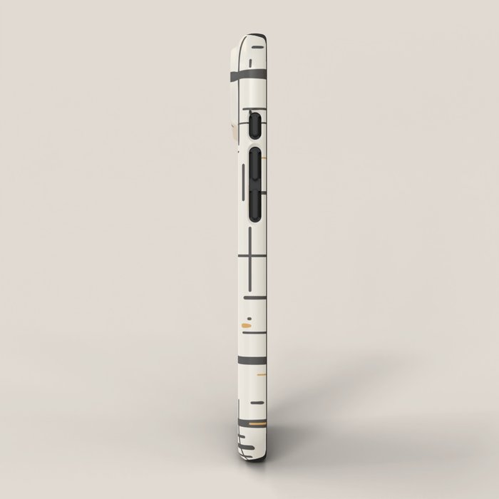 Mid-Century Modern Kinetikos Pattern in Charcoal Gray, Muted Mustard Gold, and Cream iPhone Case Gallery Image 2