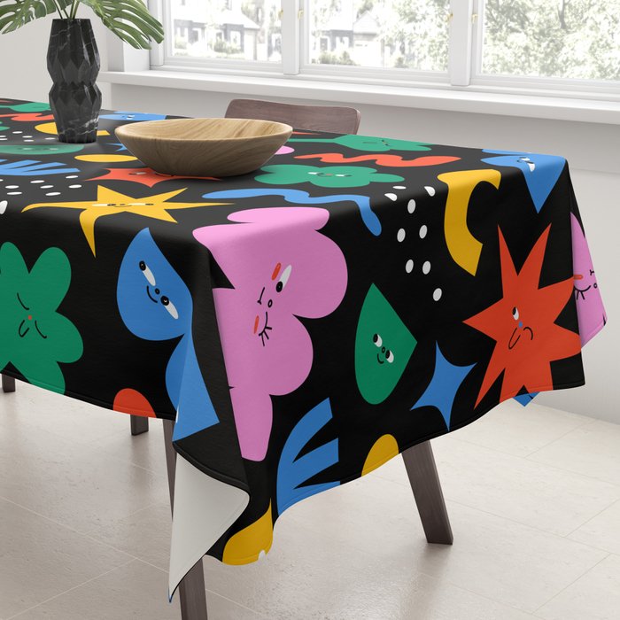 Funny colorful cartoon shape art pattern Tablecloth Gallery Image 3