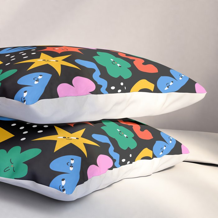Funny colorful cartoon shape art pattern Pillow Sham Gallery Image 3
