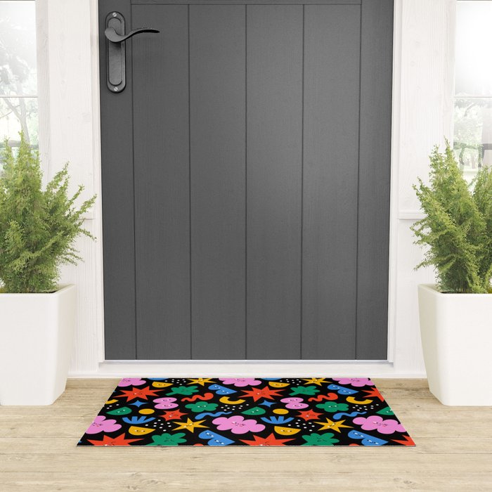 Funny colorful cartoon shape art pattern Welcome Mat Gallery Image 3