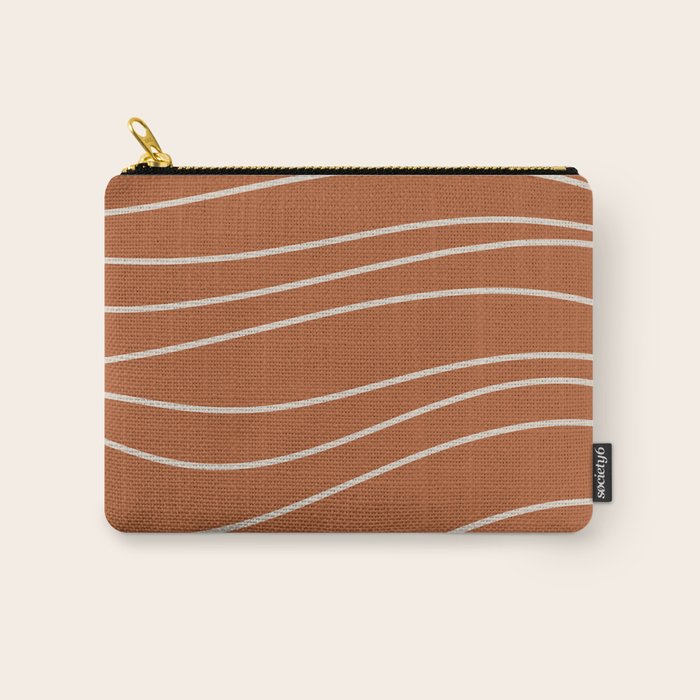 Terra Waves Abstract Minimalist Line Pattern in Clay and Putty Carry All Pouch Gallery Image 1