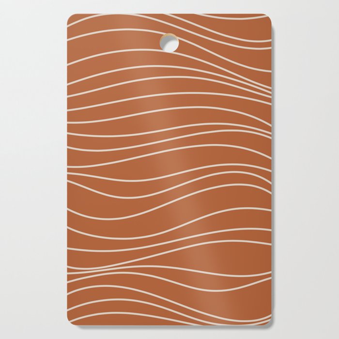 Terra Waves Abstract Minimalist Line Pattern in Clay and Putty Cutting Board Gallery Image 1