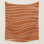 Terra Waves Abstract Minimalist Line Pattern in Clay and Putty Wall Tapestry Gallery Image 4