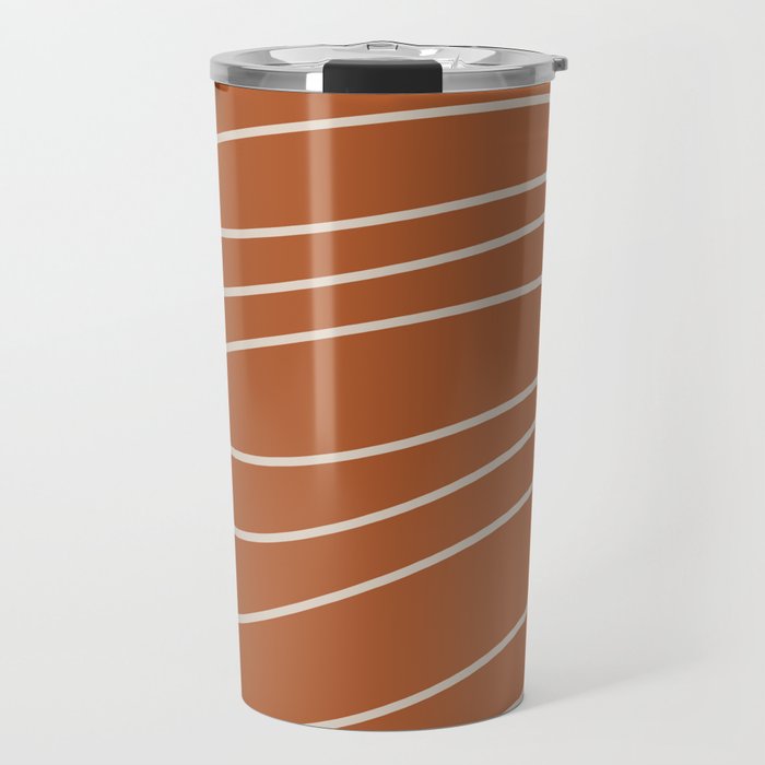 Terra Waves Abstract Minimalist Line Pattern in Clay and Putty Travel Mug Gallery Image 1