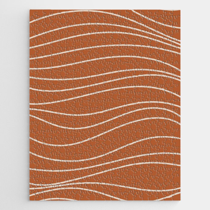 Terra Waves Abstract Minimalist Line Pattern in Clay and Putty Jigsaw Puzzle Gallery Image 1