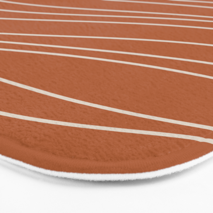 Terra Waves Abstract Minimalist Line Pattern in Clay and Putty Bath Mat Gallery Image 3