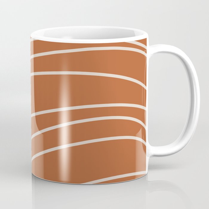 Terra Waves Abstract Minimalist Line Pattern in Clay and Putty Coffee Mug Gallery Image 1