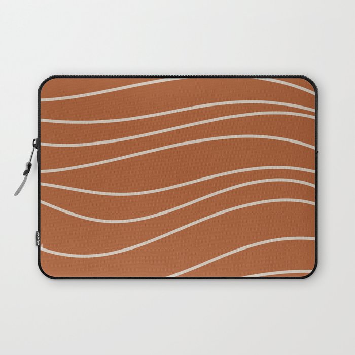 Terra Waves Abstract Minimalist Line Pattern in Clay and Putty Laptop Sleeve Gallery Image 1