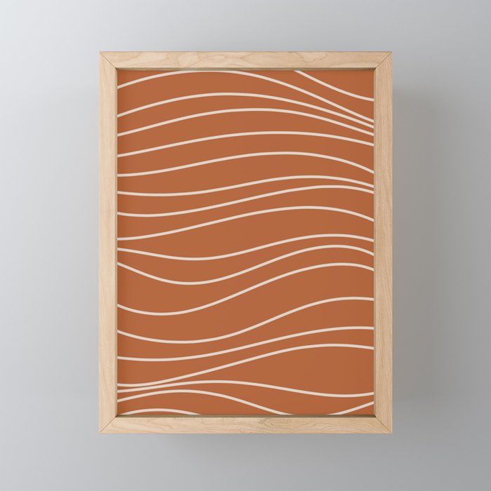 Terra Waves Abstract Minimalist Line Pattern in Clay and Putty Mini Art Print Gallery Image 1