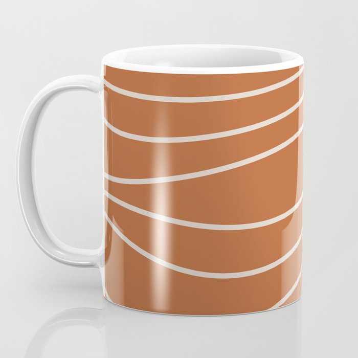 Terra Waves Abstract Minimalist Line Pattern in Clay and Putty Coffee Mug Gallery Image 3