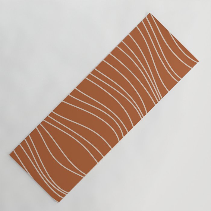 Terra Waves Abstract Minimalist Line Pattern in Clay and Putty Yoga Mat Gallery Image 1