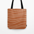 Terra Waves Abstract Minimalist Line Pattern in Clay and Putty Tote Bag Gallery Image 1
