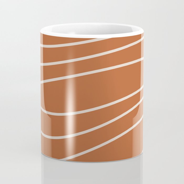 Terra Waves Abstract Minimalist Line Pattern in Clay and Putty Coffee Mug Gallery Image 4