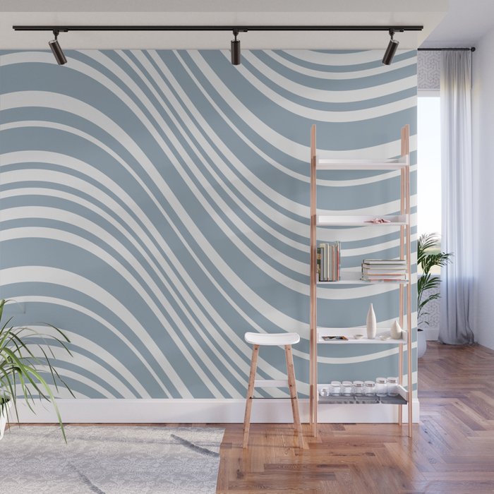 Wavy Stripes XXXVI - Natural Blue  Wall Mural Gallery Image 1