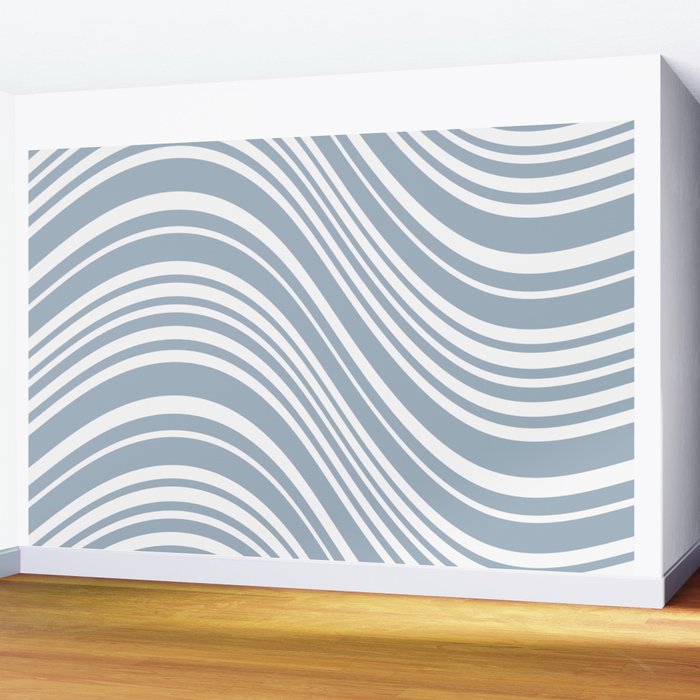 Wavy Stripes XXXVI - Natural Blue  Wall Mural Gallery Image 2