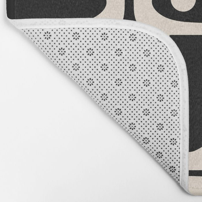 Mid Century Modern Abstract Black and Cream Piquet Multi Pattern Bath Mat Gallery Image 2
