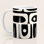 Mid Century Modern Abstract Black and Cream Piquet Multi Pattern Coffee Mug Gallery Image 3