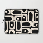 Mid Century Modern Abstract Black and Cream Piquet Multi Pattern Laptop Sleeve Gallery Image 1